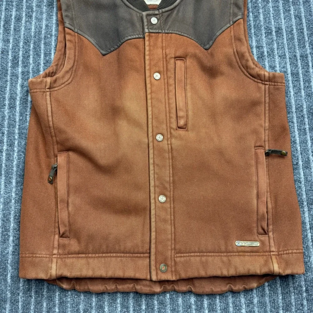 Twist Western Canvas Fleece Lined Vest Medium Brown Excellent Workwear (2168)